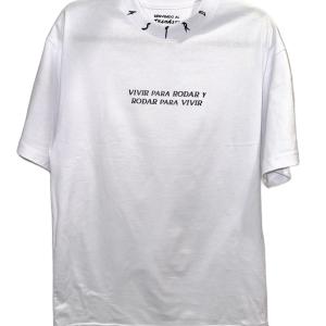Playera Astro VIVIR PARA RODAR Y RODAR PARA VIVIR Blanca Premium Oversized