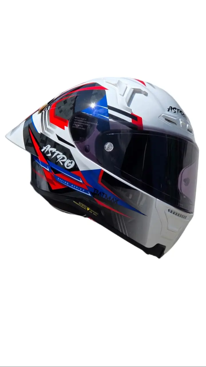 CASCO ASTRO PISTA BATMAX AZUL, BLANCO. ROJO