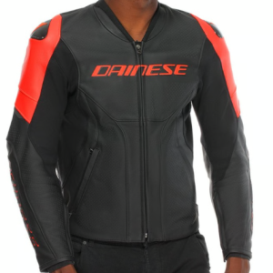CHAMARRA DAINESE DE PIEL RACING 5 NGO/RJO FLUO