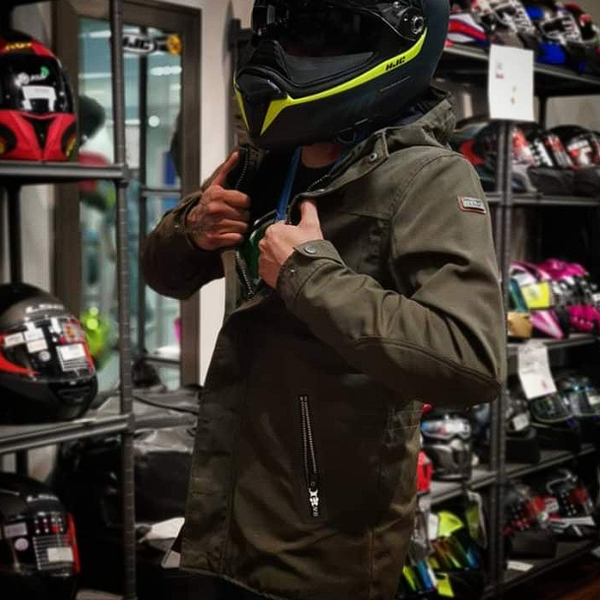 CHAMARRA LS2 TIPO CAZADORA KHAKI/AZUL - RAMBLA