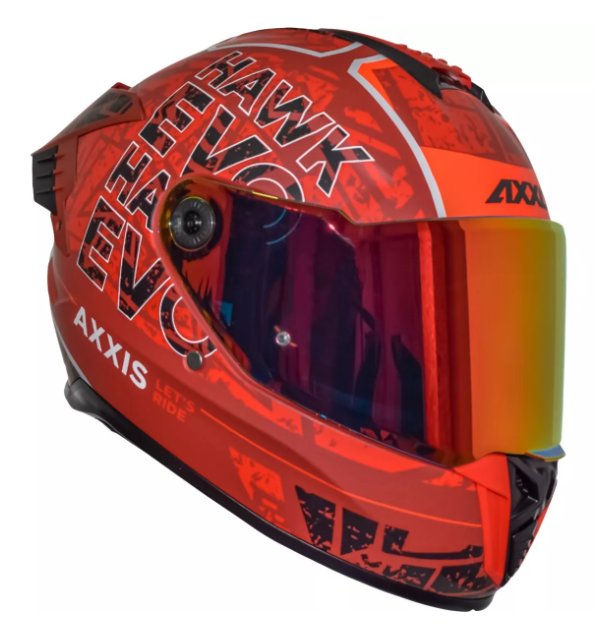 Casco Axxis Hawk Lets Ride C5 Rojo Mate Doble Certificación