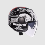 CASCO MOTO JET E2206 ETERES HISTORY MATT BLACK/WHITE/RED