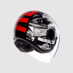 CASCO MOTO JET E2206 ETERES HISTORY MATT BLACK/WHITE/RED