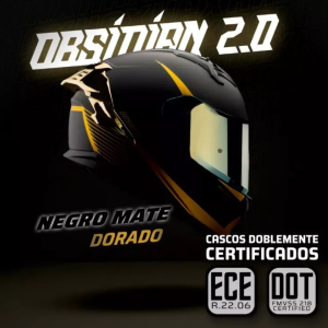 Casco Hax Integral Obsidian Negro Mate Oro Moto Certificado 2.0