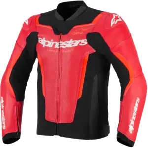CHAMARRA DE PIEL GP FORCE V2 ROJO FLUO
