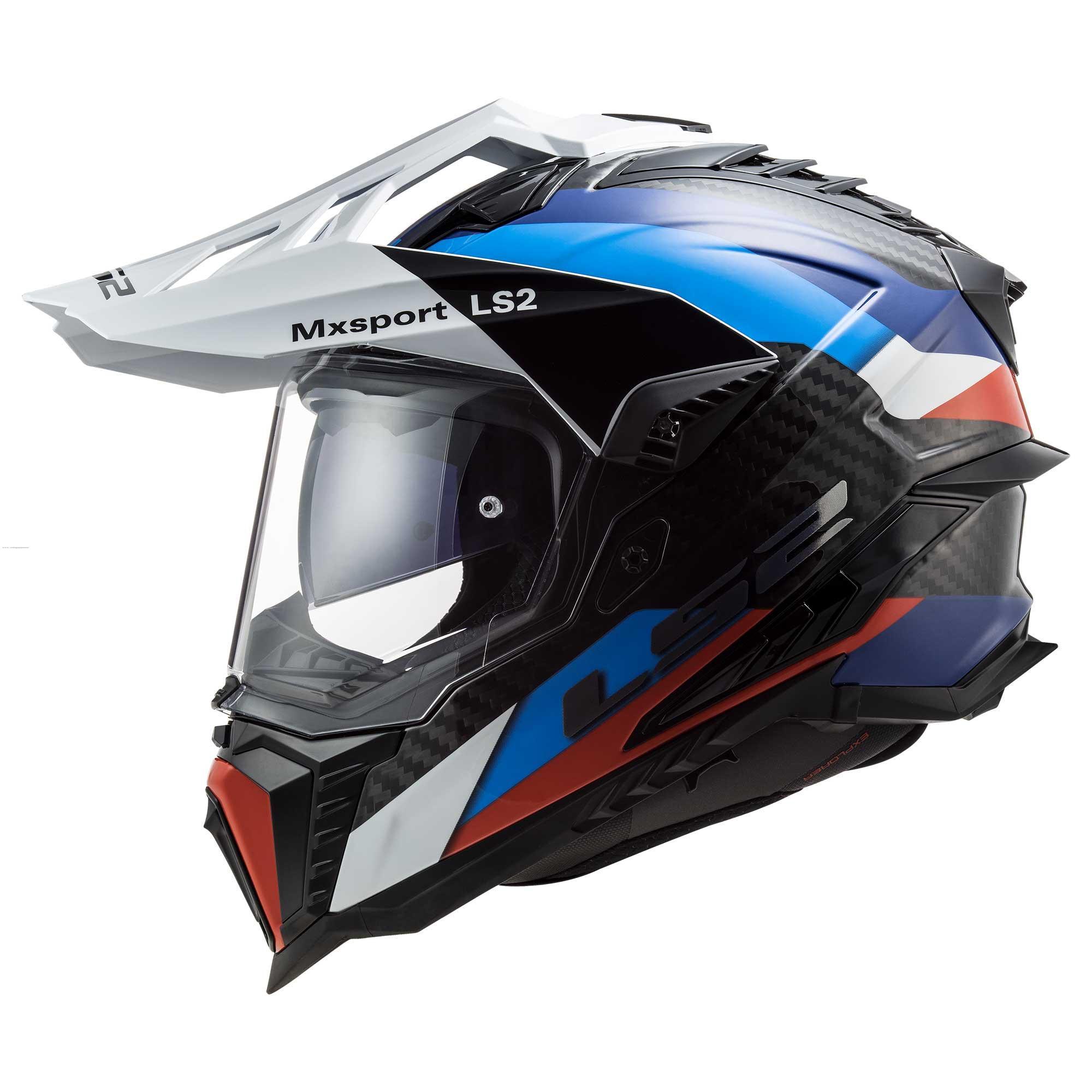 CASCO LS2 EXPLORER CARBONO FRONTIER NEGRO CON AZUL - MX701
