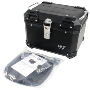 BAÚL TRASERO MOTOCICLETA R7 RACING TIPO ALUMNIO 45 LTS NEGRO - R7 45 LTS